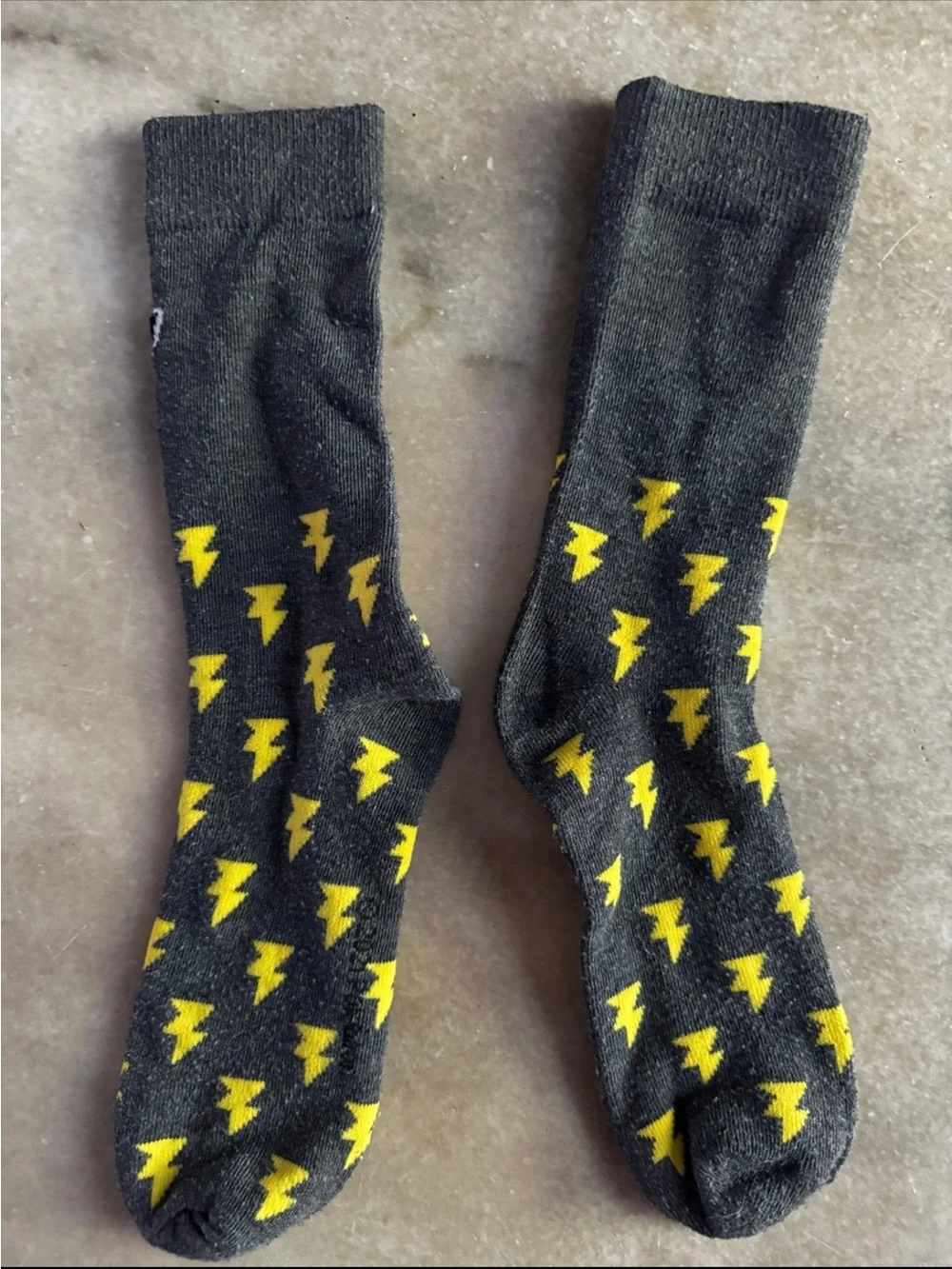 Pikachu Lightning Boys Crew Socks - Gray & Yellow